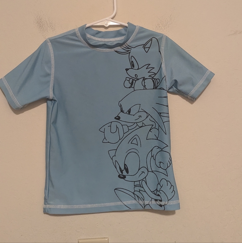 Sonic Hedgehog Blue Swim short Sleeve Shirt Size 4